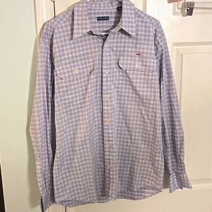 Mens long sleeve fish hippie button down shirt size medium